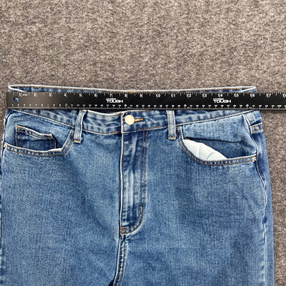 PrettyLittleThing Womens High Waisted Straight Leg Jeans Blue Side Slit Size 10 - Picture 10 of 14